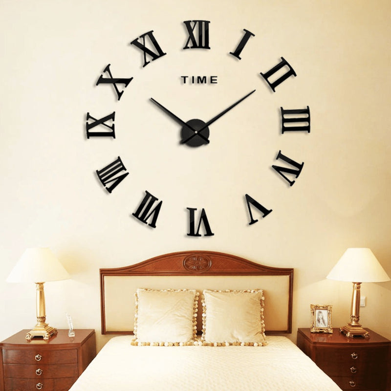 Large DIY Roman Numeral Wall Clock – 3D Acrylic Mirror Design Modern Home Decor for Living Room or Office
