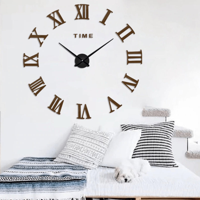 Large DIY Roman Numeral Wall Clock – 3D Acrylic Mirror Design Modern Home Decor for Living Room or Office
