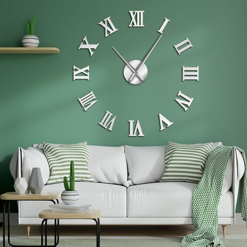Large DIY Roman Numeral Wall Clock – 3D Acrylic Mirror Design Modern Home Decor for Living Room or Office