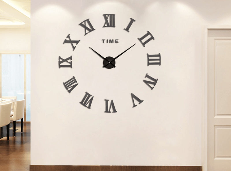Large DIY Roman Numeral Wall Clock – 3D Acrylic Mirror Design Modern Home Decor for Living Room or Office