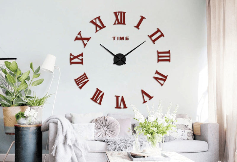 Large DIY Roman Numeral Wall Clock – 3D Acrylic Mirror Design Modern Home Decor for Living Room or Office