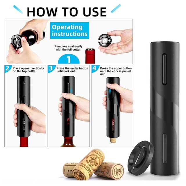 Rechargeable Wine Bottle Opener – Electric Corkscrew with Foil Cutter