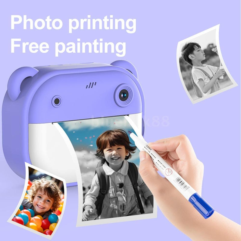 Kids 1080P Digital Camera with Thermal Printer – 2.4” IPS Screen Auto Focus Includes 2 Print Paper Rolls