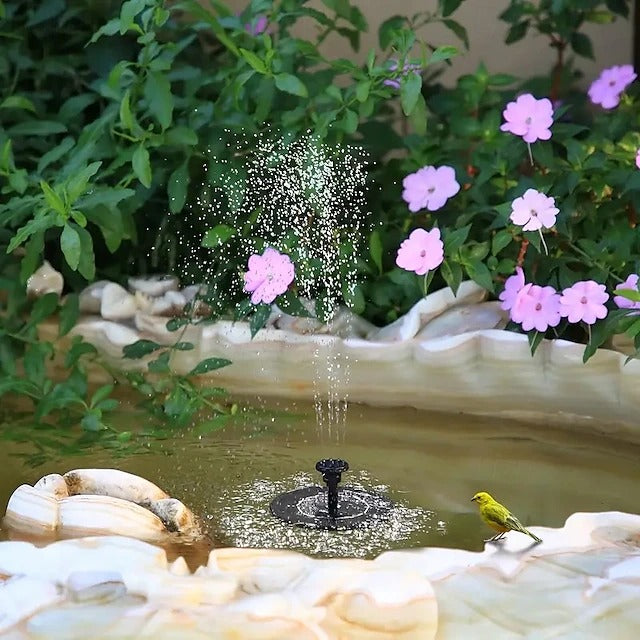 Solar Bird Bath with Fountain – 4 Nozzles Outdoor Garden Feature