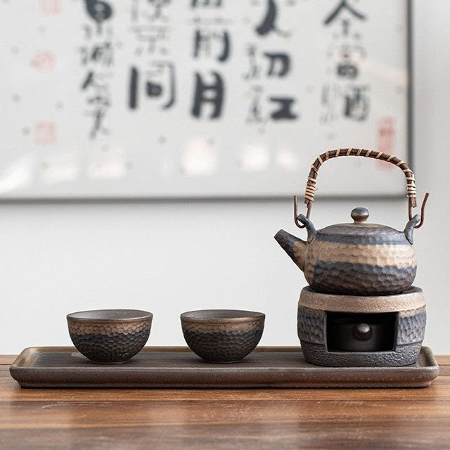 Japanese Style Tea Set – Ceramic Pottery Teapot with Cups