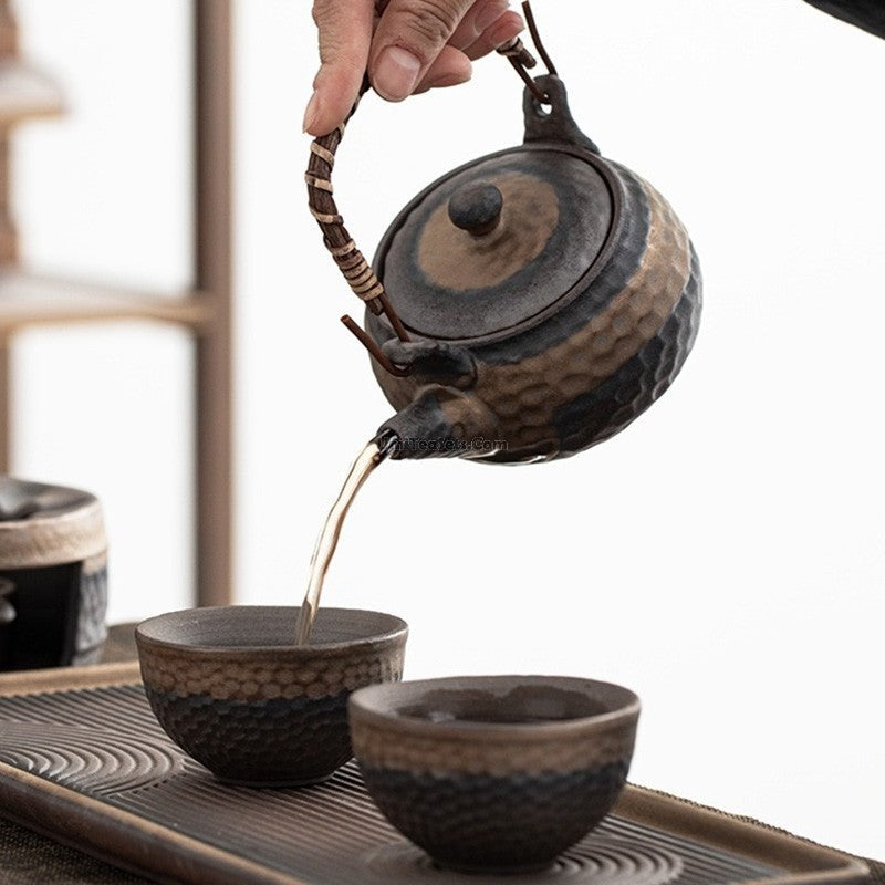 Japanese Style Tea Set – Ceramic Pottery Teapot with Cups